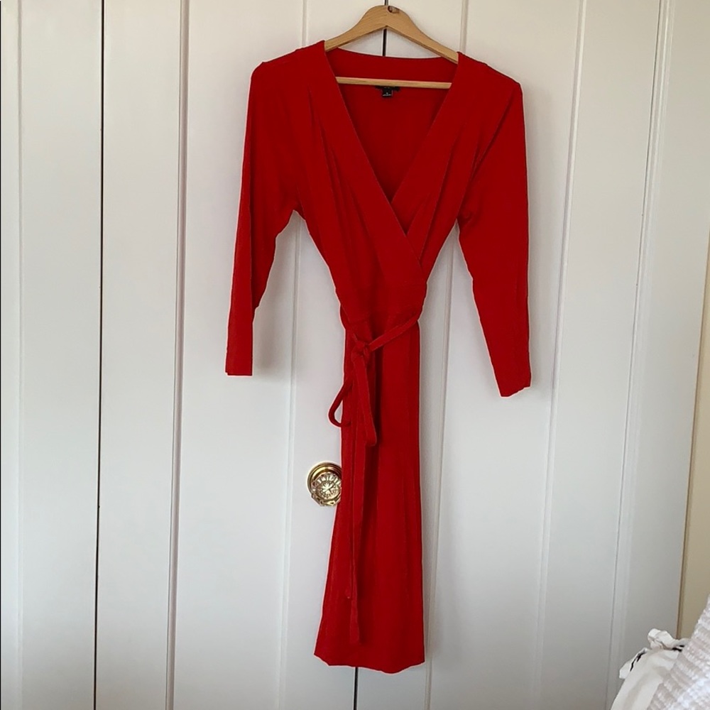 Red Ann Taylor wrap dress